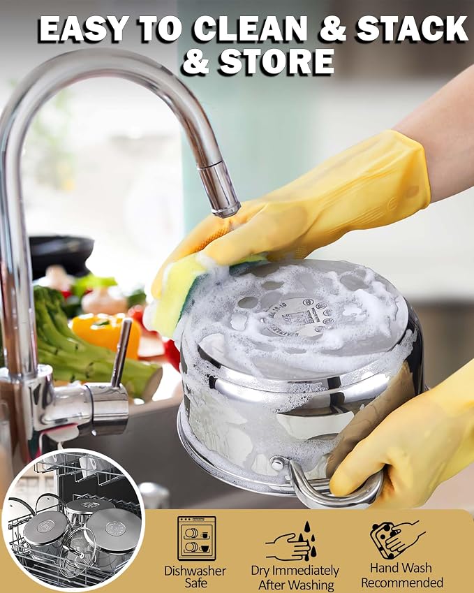 Cook N Home 3-Quart Stainless Steel Pot, Small Stock Pot - Image 5