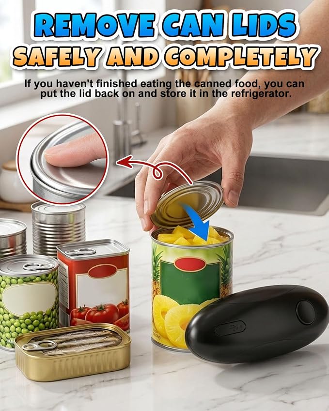 Electric Can Opener, One-Touch Hands Free Can Opener, Side-Cut Can Opener - Image 7