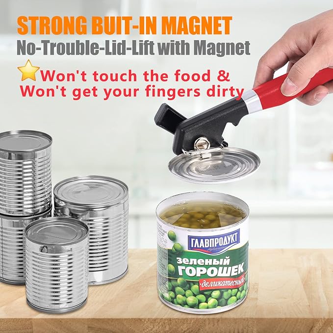 2 in 1 Safety Can Opener Manual Smooth Edge & Bottle Opener, - Image 2