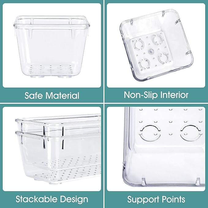 WOWBOX 25 PCS Clear Plastic Drawer Organizer Set, 4 Sizes Desk Drawer Divider - Image 3