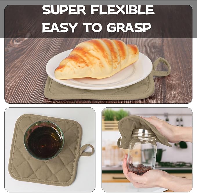 Oven Mitts and Pot Holders Set, Heat Resistant Silicone Kitchen Mini Oven - Image 6