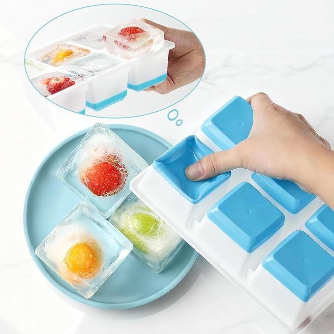 Large Ice Cube Trays 2 Pack, Easy Release 2.4" Super Big Ice Cubes, Stackable - Image 3