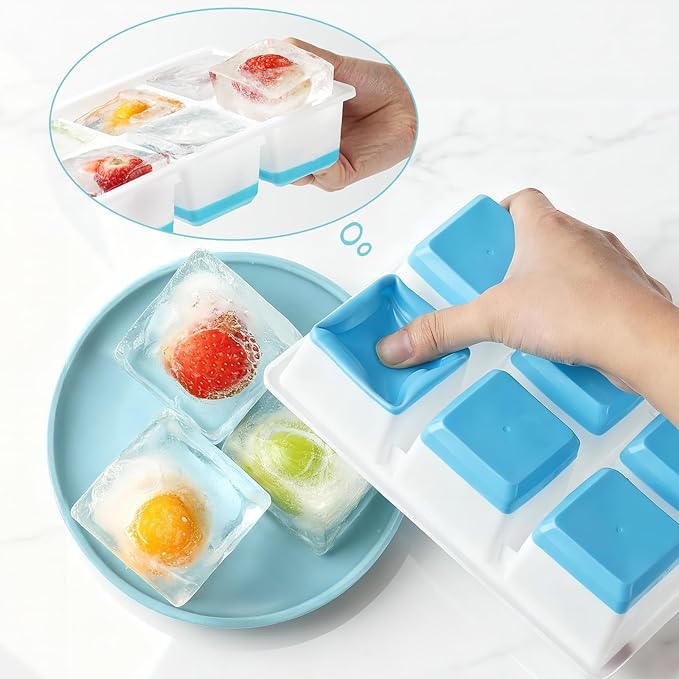 Large Ice Cube Trays 2 Pack, Easy Release 2.4" Super Big Ice Cubes, Stackable - Image 3
