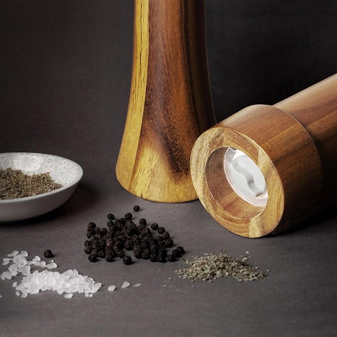 Wooden Salt and Pepper Grinder Set Chess Piece Design – Refillable Manual Spice - Image 6