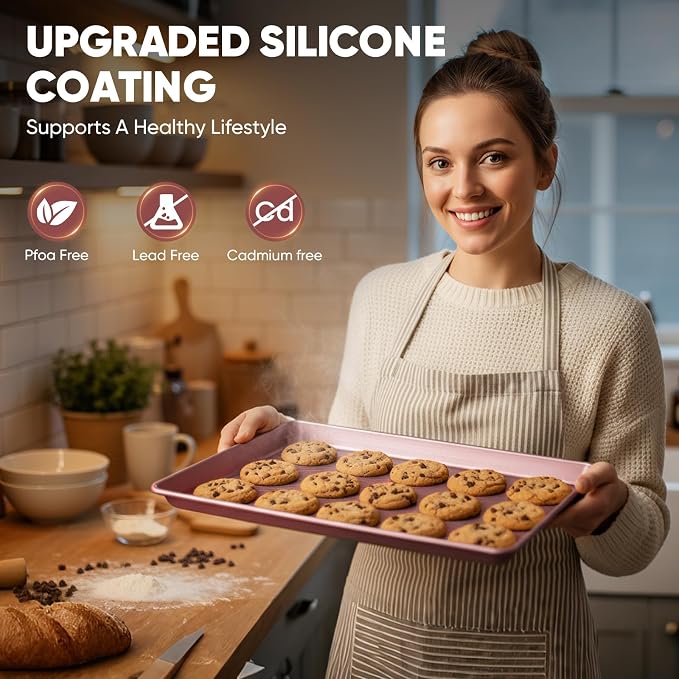 Sakerplus Nonstick Baking Sheet Pan Set of 3, Heavy Duty Cookie Sheets - Image 6