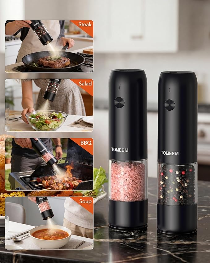 TOMEEM Electric Salt and Pepper Grinder Set - Image 6