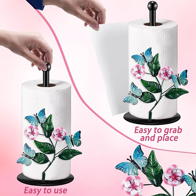 Peryiter Flower Paper Towel Holder Butterfly Kitchen Decoration Countertop - Image 6