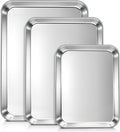 LIANYU Baking Sheet Pans Set of 3, Stainless Steel Cookie Sheets by LIANYU