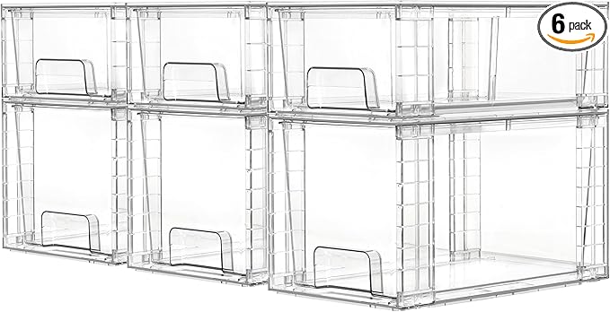 Vtopmart 6 Pack Clear Stackable Storage Drawers, Plastic Drawers by Vtopmart
