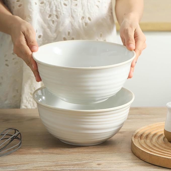 Hasense Serving Bowls, 9 Inch Ceramic Salad Bowls - Image 6