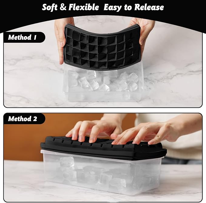 Silicone Ice Cube Tray with Leak-Proof Lid & Storage Bin - Image 3