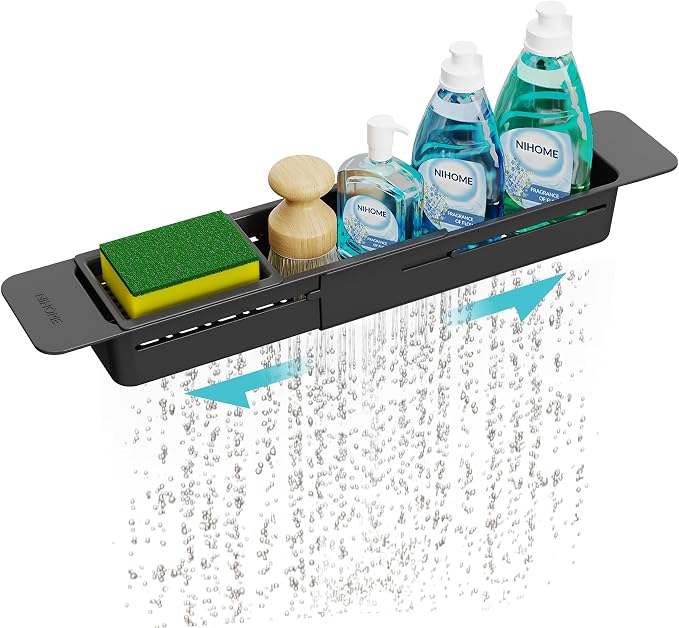 NiHome Extendable Sink Kitchen Organizer, Extra Long Telescopic Brush Storage by NiHome