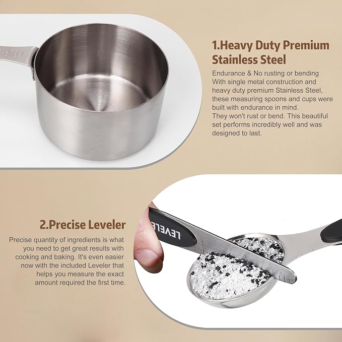 Magnetic Measuring cups and spoons Set, 5 Stainless Steel Magnetic Measuring - Image 4