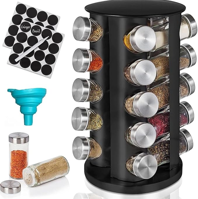 EBIZ&TECH 20-Jar Stainless Steel Rotating Spice Rack by EBIZTECH