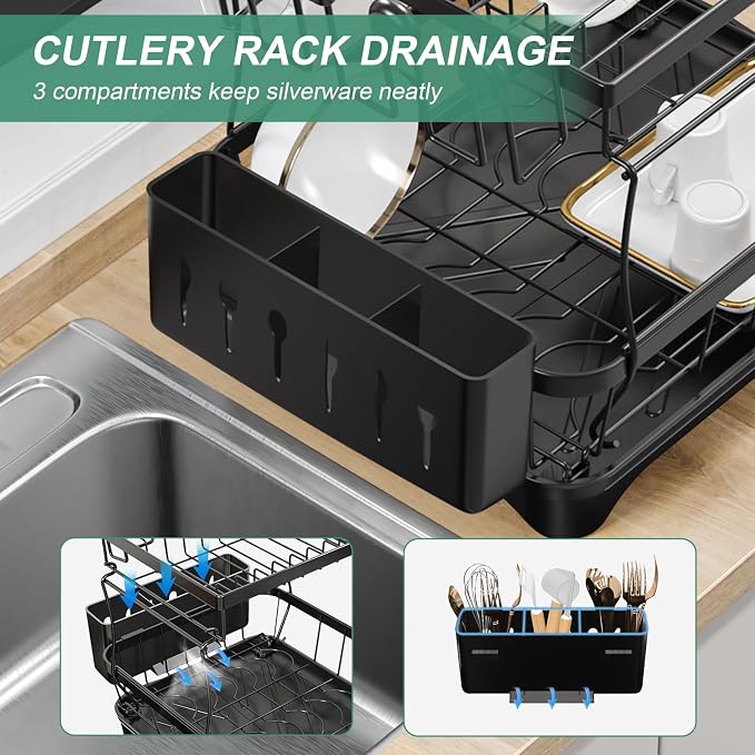 Dish Drying Rack, 2-Tier Large Dish Drying Rack - Image 3