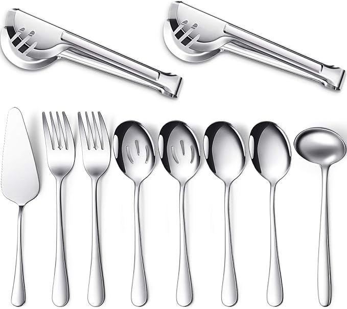 Patelai Serving Utensils Set Include Stainless Steel Large Spoons Slotted by Patelai