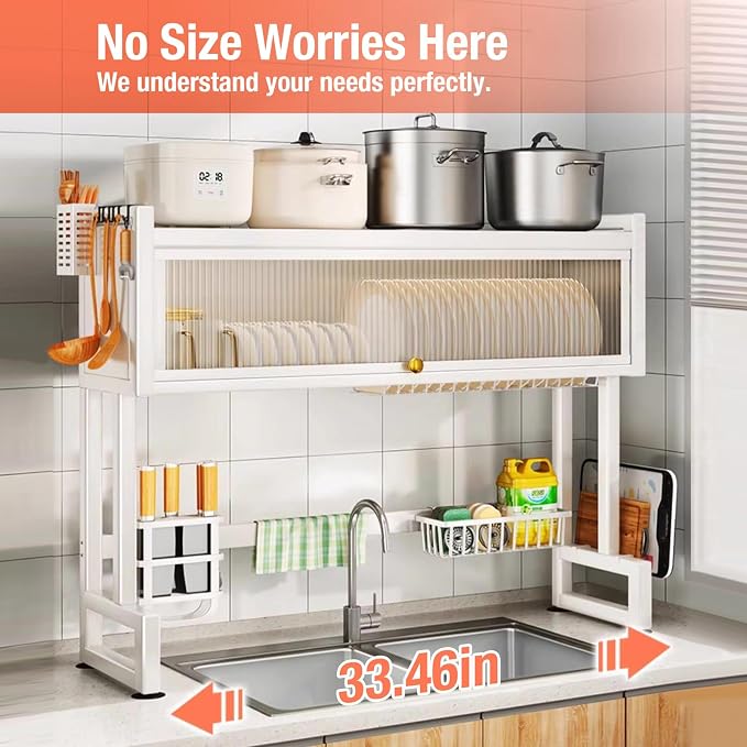 Milkshake White 3 Tier Over Sink Dish Rack Drainer - Image 4