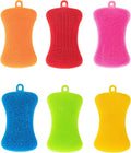 Silicone Sponge Dish Washing Kitchen Scrubber, 6 Pack Reusable Dish Washing by Qaeoity