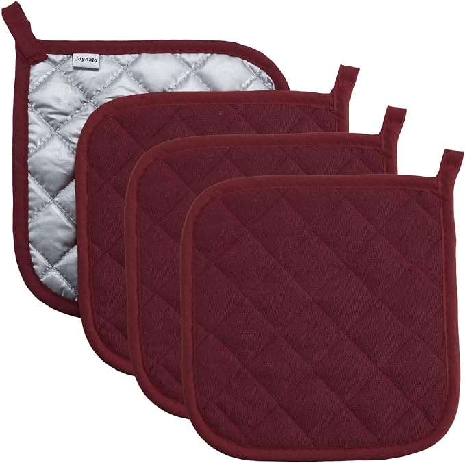 Joyhalo 4 Pack Pot Holders for Kitchen, Cotton Oven Holder by Joyhalo