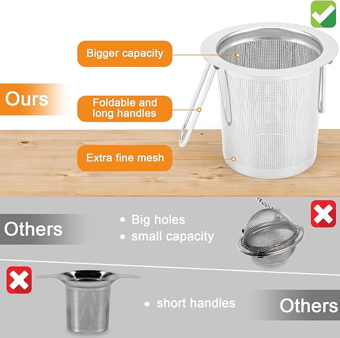 Tea Infuser, Evmliy Stainless Steel Tea Strainer Sitting in Mugs, Tea Infusers - Image 6