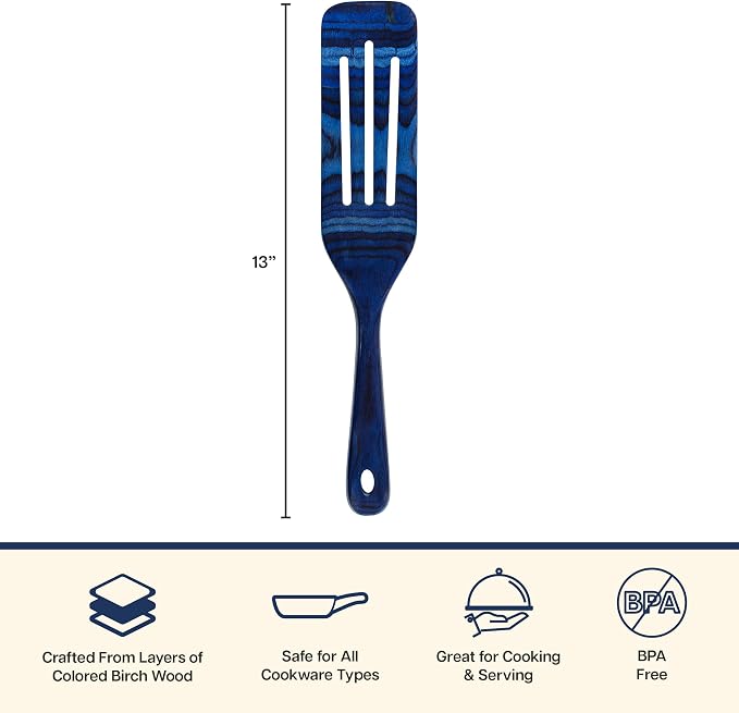 Baltique Malta 13 Inch Wooden Slotted Spurtle Spatula – Colorful Layered Birch - Image 7