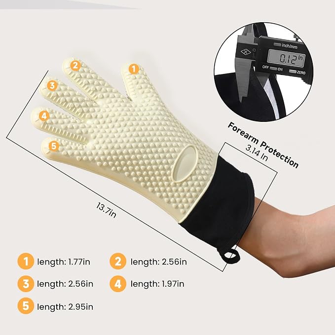 GEEKHOM BBQ Gloves Heat Resistant Oven Mitts - Image 8