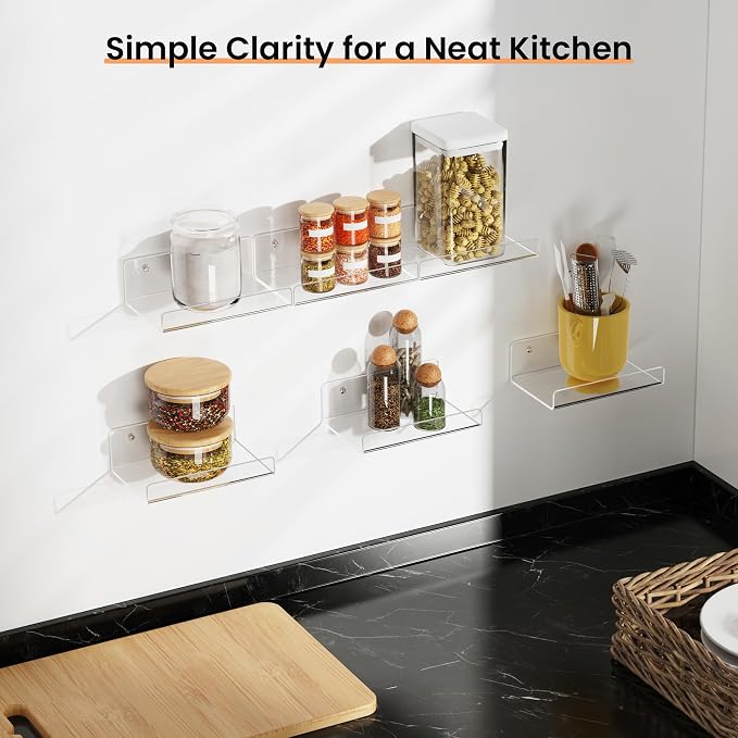 upsimples 6 Pack 6x4 Inches Acrylic Small Shelves, Floating Shelves - Image 6