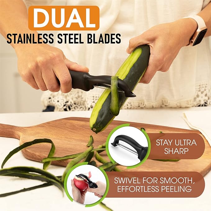 Spring Chef Premium Swivel Vegetable Peeler, Soft Grip Handle and Ultra Sharp - Image 3