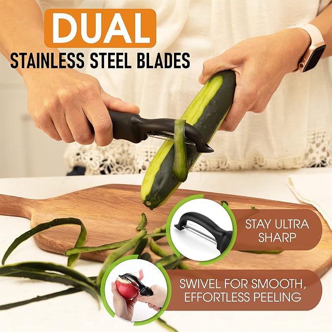 Spring Chef Premium Swivel Vegetable Peeler, Soft Grip Handle and Ultra Sharp - Image 2