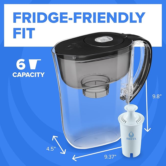Brita Small 6 Cup Water Filter Pitcher, 1 BritaPlus Filter, Stone Blue - Image 7