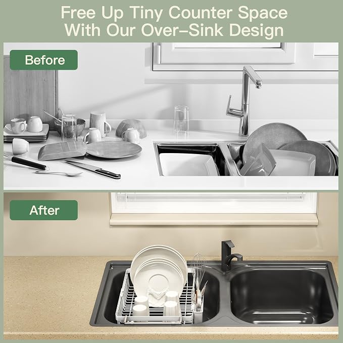 MAJALiS Dish Drying Rack Over The Sink, Expandable Stainless Steel Dish Drainer - Image 2