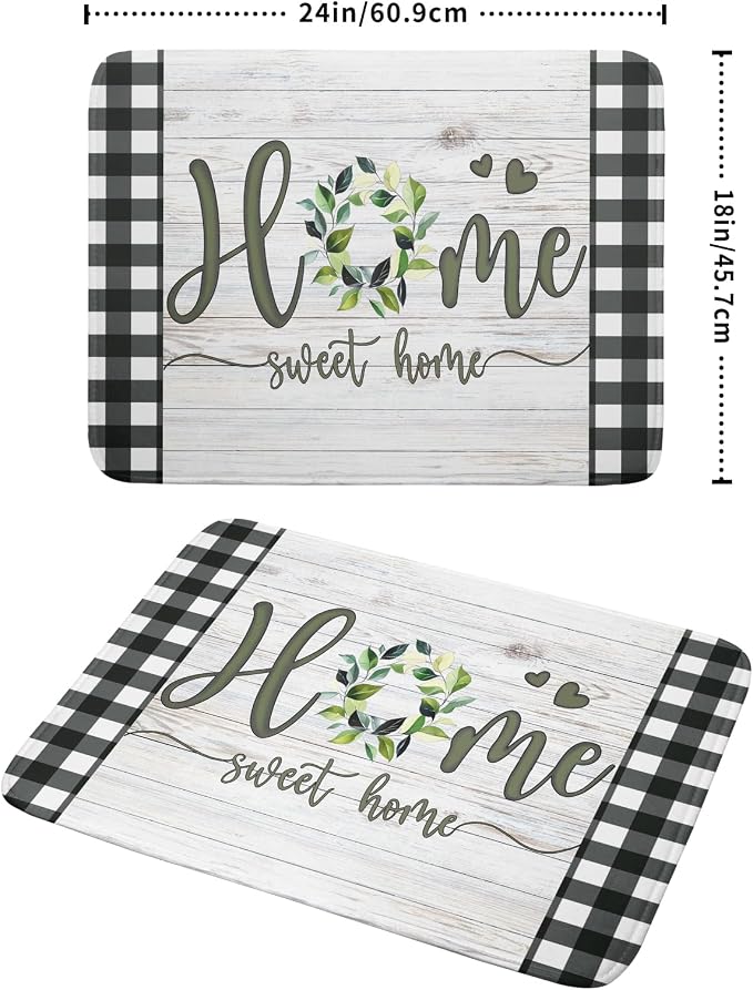 Giwawa Home Sweet Home Dish Drying Mat 18x24 Inch Spring Summer Green Leaf - Image 2