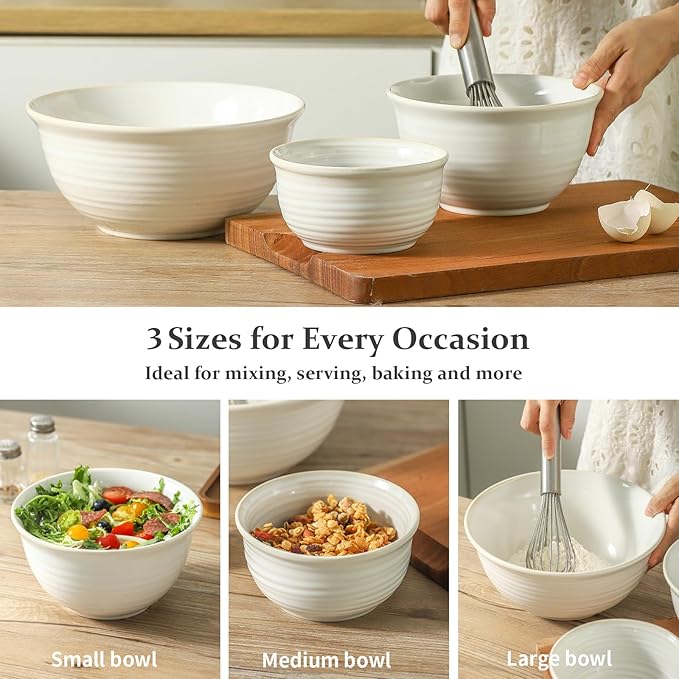 Hasense Mixing Bowls, Ceramic Serving Dishes - Image 5
