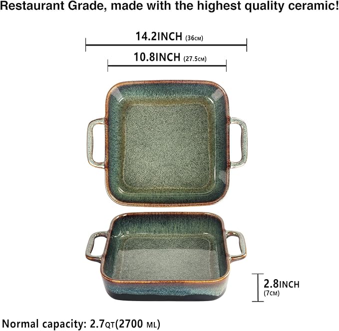 10" x 10" Porcelain Square Casserole Dishes - Image 2