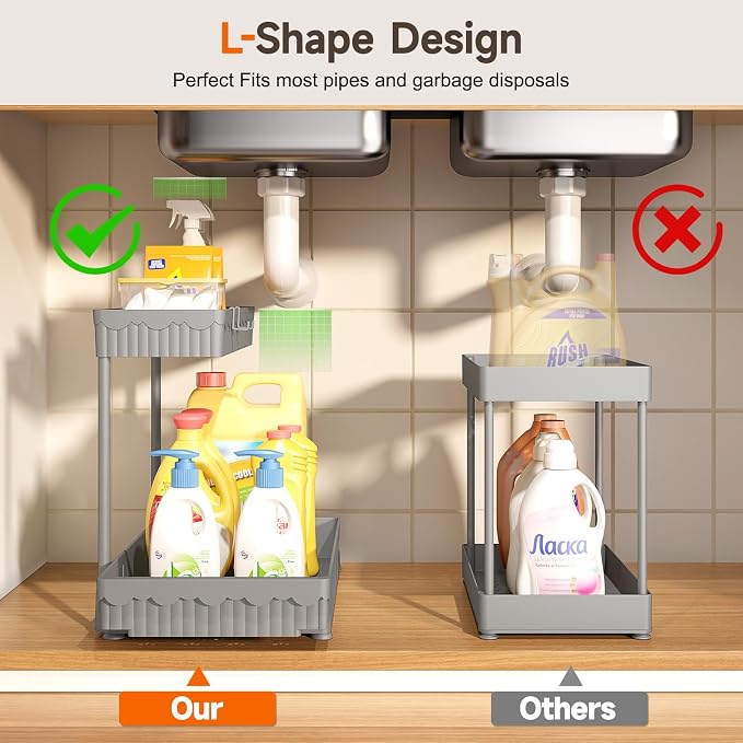 Sevenblue 3 Pack Multi-Purpose Under Sink Organizers and Storage, 2026 L-Shaped - Image 2
