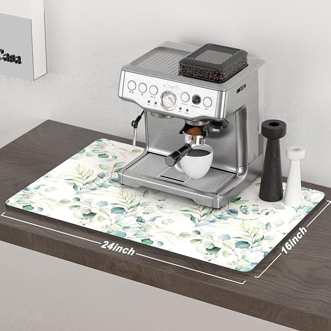 Rnivvi Coffee Mat, Hide Stain Rubber Backed Absorbent Dish Drying Pad - Image 2