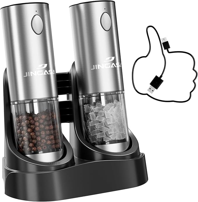 Electric Salt and Pepper Grinder Set by JINGASA