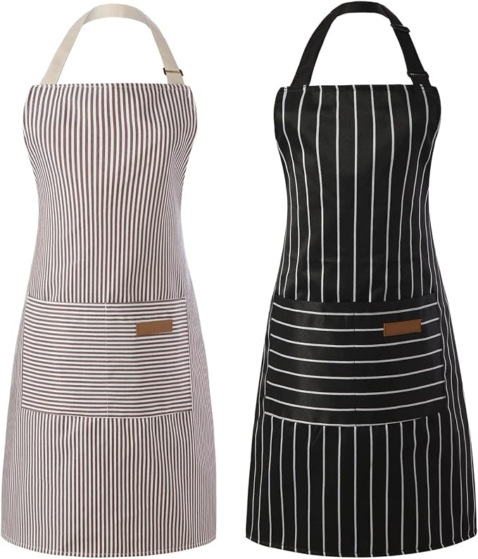 Tosewever 2 Pieces Kitchen Cooking Aprons, Cotton Polyester Blend Adjustable by Tosewever