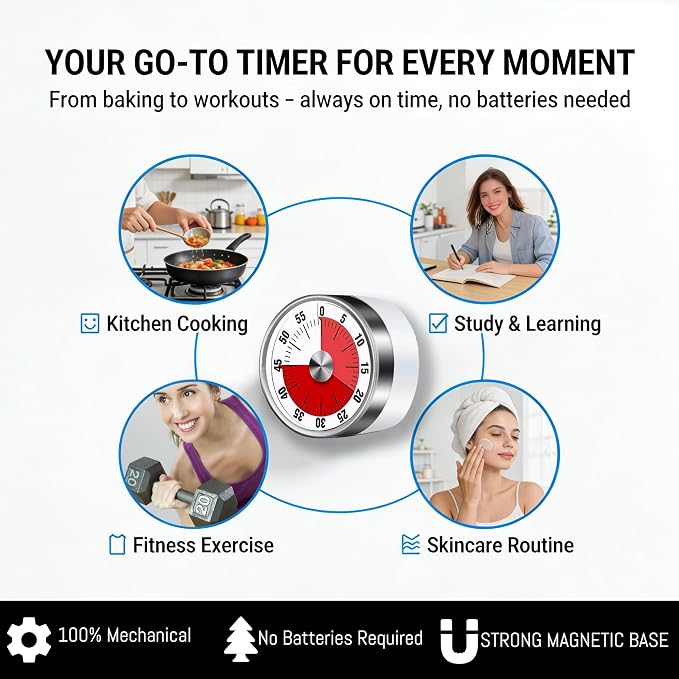 Kitchen Magnetic Visual Cooking Mechanical Timer - Image 5