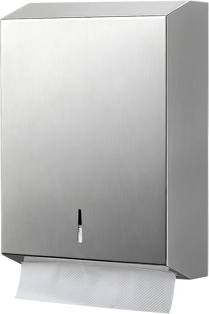 Paper Towel Dispenser Wall Mount, Keyless Magnetic Closure, Brushed Stainless by Gorlary