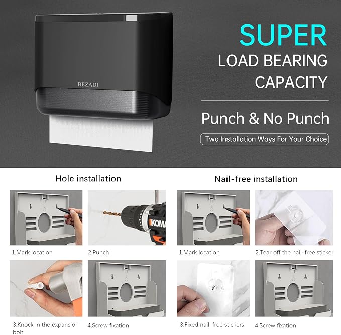 Paper Towel Dispenser, Large Capacity Wall Mount Tissue Dispensers - Image 5