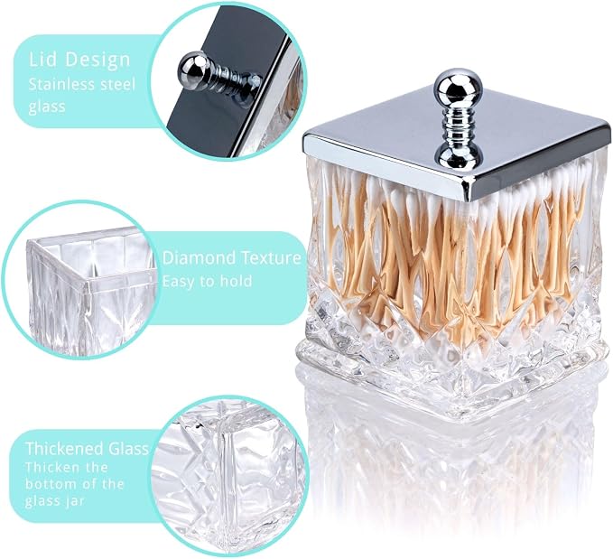 Qtip Holder, 15Oz Clear Glass Apothecary Jars - Image 4