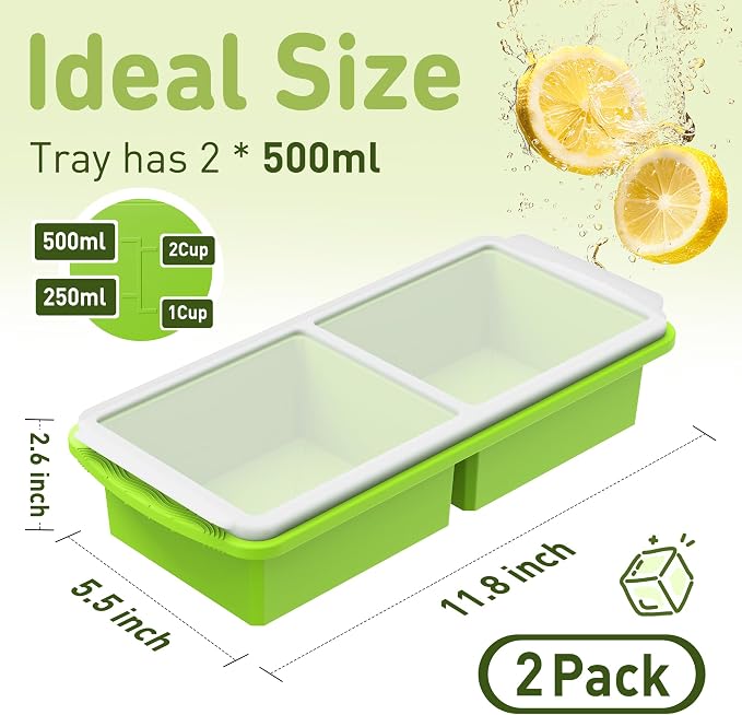 Silicone Freezer Tray with Lid Soup Freezer Container Molds with Steel - Image 2