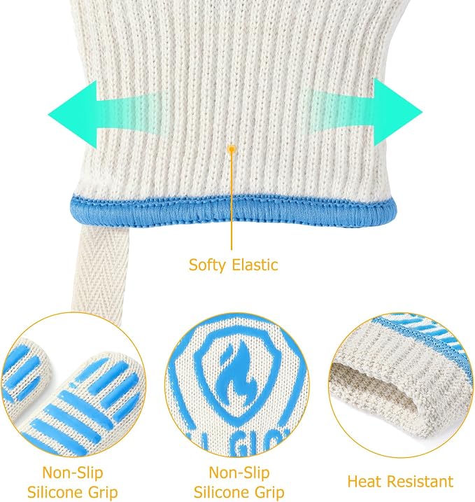 QUWIN BBQ Gloves, Oven Gloves 1472℉ Extreme Heat Resistant, Grilling Gloves - Image 2