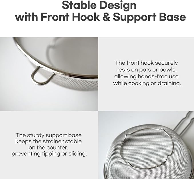 8″ Stainless Steel Fine Mesh Strainer - Image 2