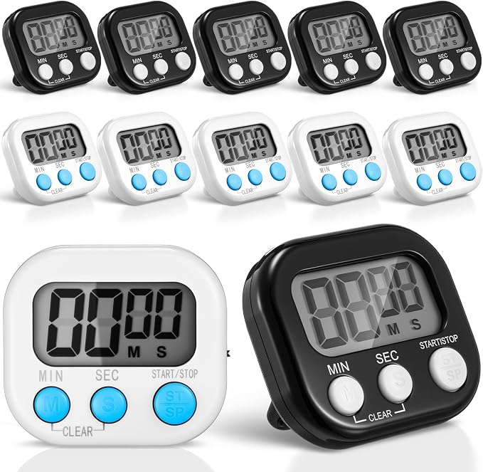 Xuhal 12 Pieces Digital Kitchen Timer Bulk, Small Magnetic Timers by Xuhal