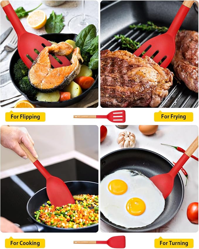 Pack of 2 Silicone Cooking Spatula, Heat Resistant Solid Turner, Non Stick - Image 4