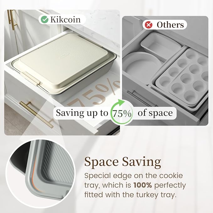 Kikcoin 25 PCS Stackable Baking Pans Set, Non-stick Bakeware Sets - Image 3