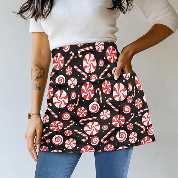 Server Apron with 3 Pockets, Waterproof Oil Waitress Waiter Half Apron - Image 2
