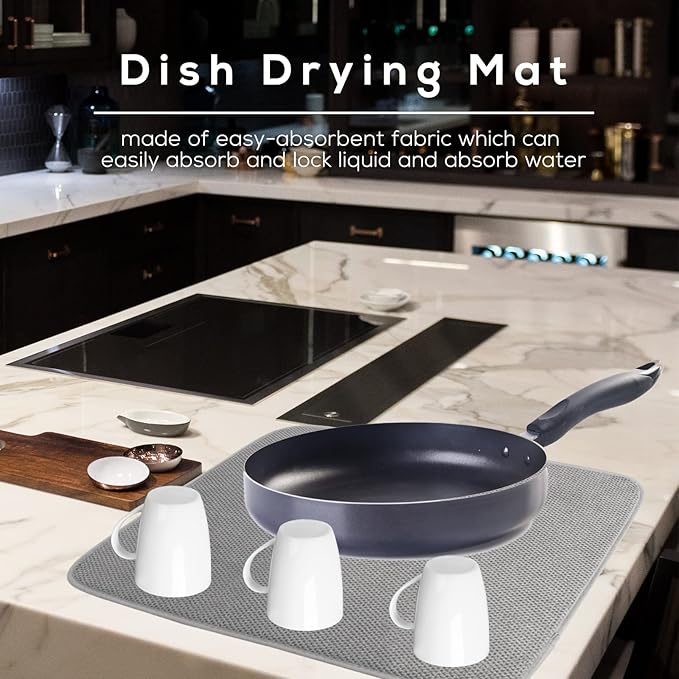 2 Pack Microfiber Dish Drying Mat, Absorbent Dish Drainer Kitchen Counter - Image 5